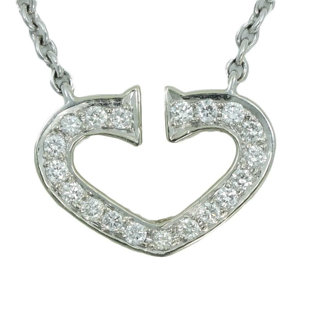 CARTIER 18K WG 'C' HEART PAVE DIAMOND NECKLACE 20 DIA… Gem