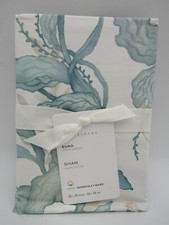 Pottery Barn Calista coastal Coral Organic cotton Sham Euro Blue 9515E
