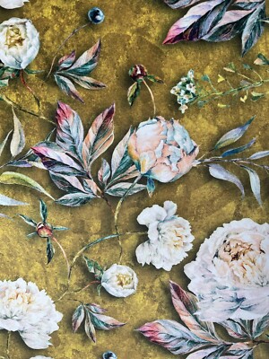 Rosen Blüte Bedruckt Gelb Gold Samt Stoff Vorhänge Leicht Zuhause Polsterung