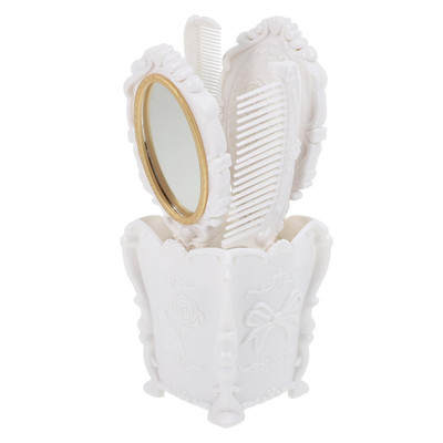Vanity Hair Brush and Comb Set with Storage Holder Scalp-Massage Bristles for Al