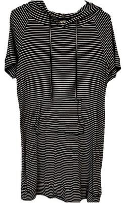 Workshop Republic Clothing Short Sleeve Stripe Hooded Shift Dress Medium