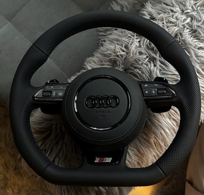 Audi Performance S Line Lenkrad A4 A5 B8 B8.5 Leder ALL BLACK NEU
