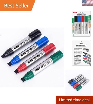 Jumbo 4-Pack Permanent Markers in Waterproof Aluminum Barrels - Versatile Colors