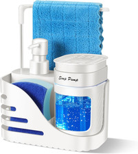 Kitchen Soap Dispenser Set, 4-In-1 Dual Hand and Dish Soap Dispenser with Sponge