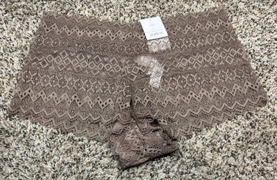 Auden ''Dark Taupe'' Lace Cheeky Panty. Size: Small.