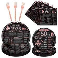 50th Birthday Decorations for Women, 96PCS Back in 1975 Party Plates Napkins ...