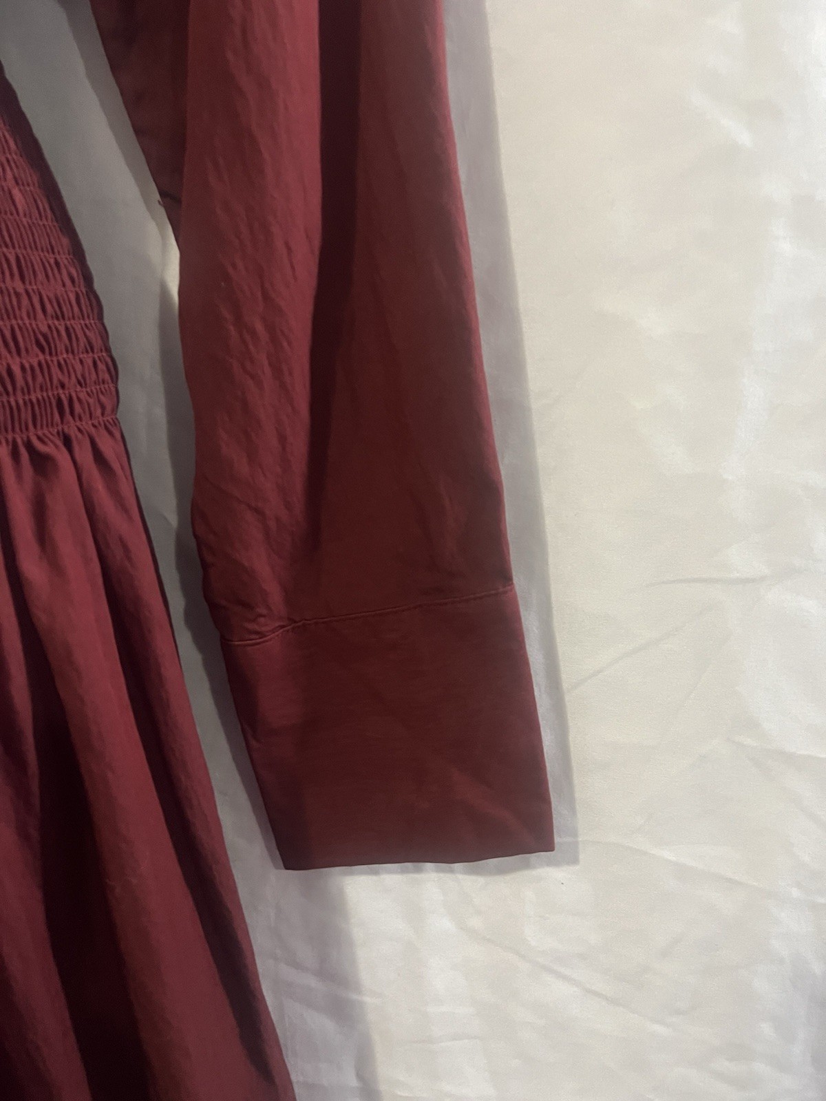 Women's Collared Long Sleeve Smocked Midi Shirtdress - Future Collective Sz S