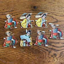 Collection Of Vintage Die Cut Paper / Decals / Victorian Scraps 7 Figures