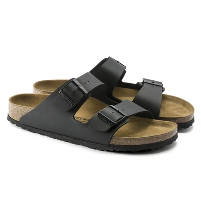 Birkenstock Arizona Homme Femme Sandales Noires En Cuir 39 40 41 42 43 44 45 - Photo 1/4