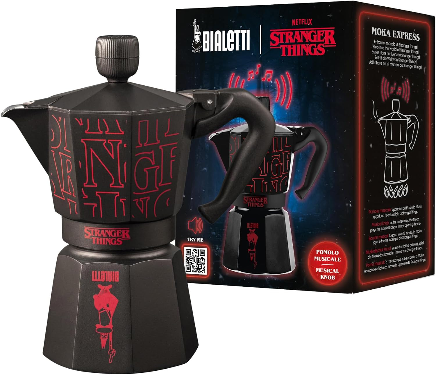 Moka Bialetti Stranger Things Edition 6 Tazze - Smart Music Knob USB-C
