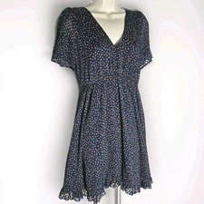 Madewell Dress Sz 00 V-Neck Lined Navy Flowy Academia Dark Feminine 