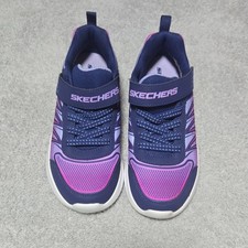 Skechers Girls Low Top Athletic Sneakers Hook Loop Adjustable Strap Size 4