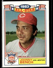 1984 Topps #22 Johnny Bench Glossy All-Stars Cincinnati Reds Baseball Card 2002F