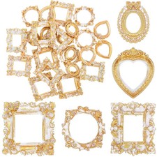 Vicenpal 25 Pcs Vintage Mini Baroque Picture Frames Resin Jewelry Display Decor