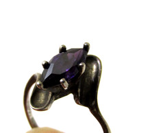 Vintage Sterling Silver 925 Purple Amethyst Stone Ring Size 7.25 - 2.6g