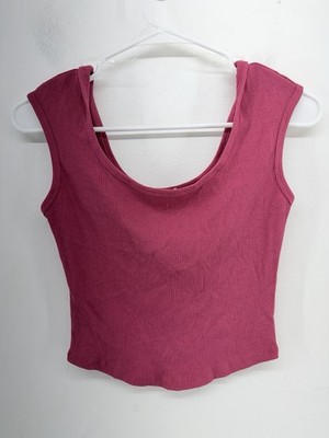 Bozzolo Red Burgandy Short Cap Sleeve Crop Camisole Top Size M