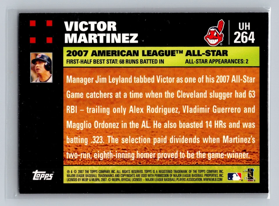 2007 Topps Updates & Highlights #UH264 Victor Martinez AS - Image 2 of 2