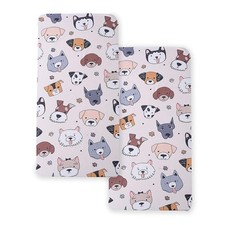 Soft Doggy Cute Puppy Doggies Printed Fabric Crib Sheet 28x52 Inch , Cream