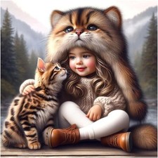 Cat Diamond Art Kits for Adults, 5D Diamond Painting Kits for Beginners, DIY Rou