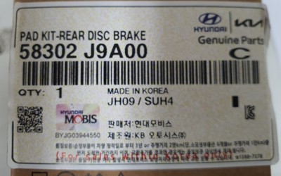 OEM 58302-J9A00 PAD KIT-REAR DISC BRAKE for Hyundai Kona 2018~23