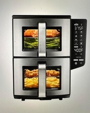 New Gourmia Double Decker Dual Basket Air Fryer 11 Qt GAF1190 Black Stainless