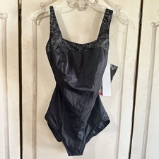 NEW Vintage 80s Roxanne Bra-Sized Swimwear One-Piece Square Neck Swimsuit 34D/10