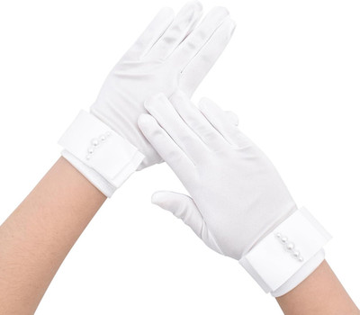 Women'S Short Lace Half Finger Lace Sunscreen Gloves Open Finger Etiquette Weddi