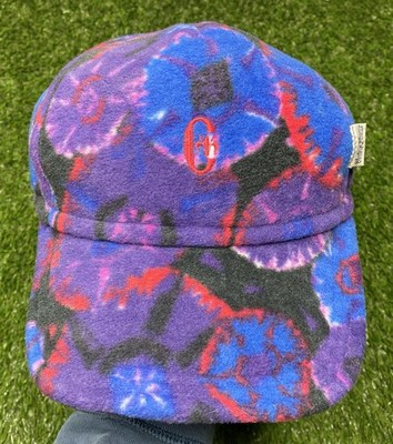 Vintage Conte Of Florence 80s 90s Ski Hat Purple Blue Fleece Ear Flap Logo RARE
