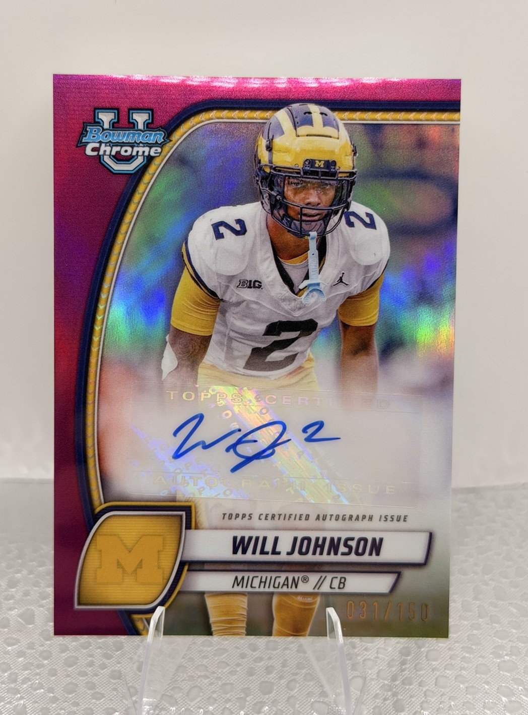 2024 Bowman University Chrome - Autographs Will Johnson #PA-WJO Fuchsia /150 