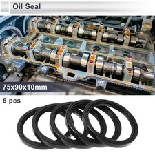 Oil Seal Seal Ring Rotary Shaft Seal Nitrile Rubber 75x90x10mm Black 5 Pcs
