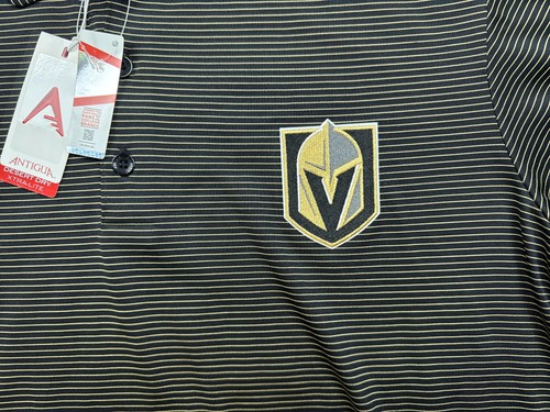 Polo Vegas Golden Knights uomo media nera Antigua Quest golf a righe NHL - Foto 6 di 17