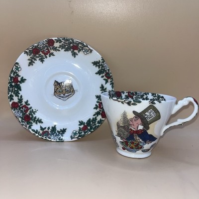 Alice im Wunderland Fine Bone China Mad Hatters Tea Party Tasse Untertasse K Wright