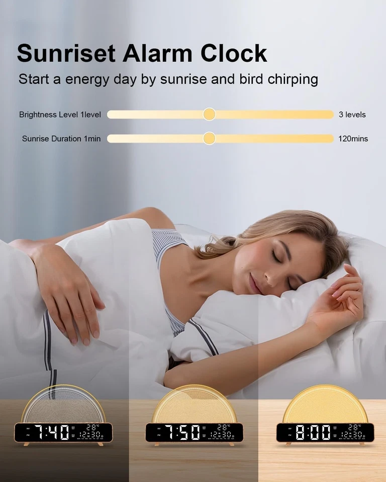 Sunrise Alarm Clock Wake Up Light with Sunrise Simulation White Noise Machine... - Image 3 of 4