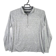 Mens Eddie Bauer Free Dry Gray 1/4 Zip Pullover Shirt Long Sleeve Polyester XL