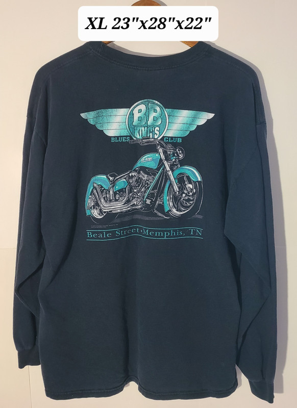 Vintage 2002 BB King's Blues Club Memphis Black XL L/S Faded T-Shirt  Y2K