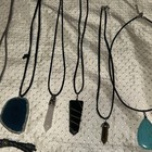 PRECIOUS STONE PENDANT NECKLACE VINTAGE JEWELRY Lot Of 14 Pic — photo 4