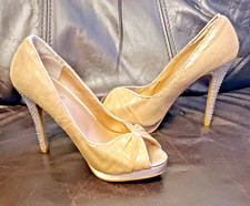 Atmosphere Nude and Silver Bejewelled High Stiletto Heels Schuhe Größe UK 5 Euro 38