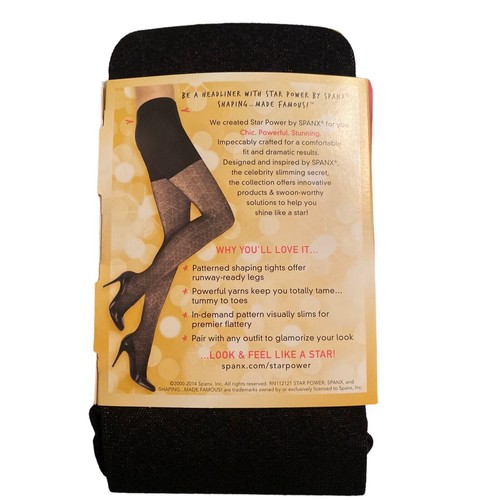 NWT SPANX Star Power Black Center-Stage Patterned Shaping Tights Size D Black - Picture 5 of 7