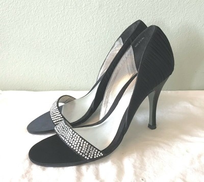 black heels with silver rhinestones
