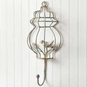 Vintage Farm House Country Style Bird Cage Wall Hook Hanging