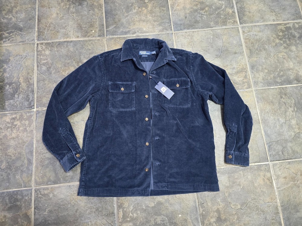 Ralph Lauren Men's Classic Navy Corduroy Overshirt Long Sleeve Medium