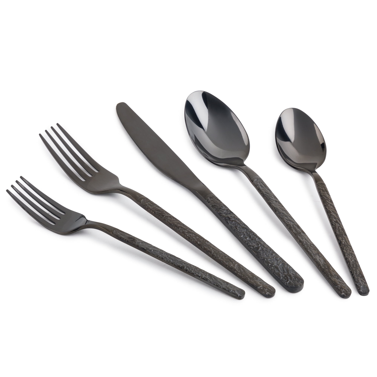 20-Piece Lumi Stainless Steel Flatware Set, Black