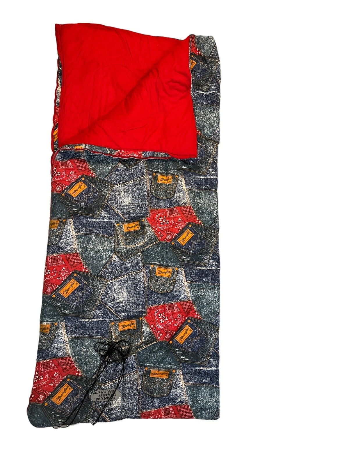 Wrangler Vintage 1970's ZipUp Sleeping Bag Denim Jeans With Bandana Patch Design