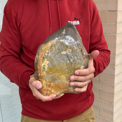 NATURAL LARGE SMOKY CRYSTAL QUARTZ POINT NOT POLISHED COLOMBIA 17LB UNIQUE PIECE - Picture 13 of 22