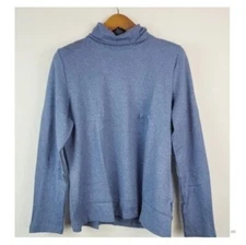 Karen Scott Womens Large Heather Indigo Blue Long Sleeve Turtleneck Top NWT H42