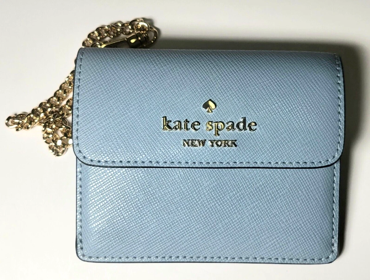 Kate Spade Staci Saffiano Leather Flap Shoulder Bag Crossbody Light Blue  Pale Hydra