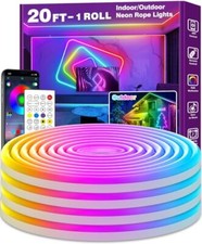 20Ft Neon Rope Lights,Flexible Led Rope Lights Control 20FT Neon Rope Lights