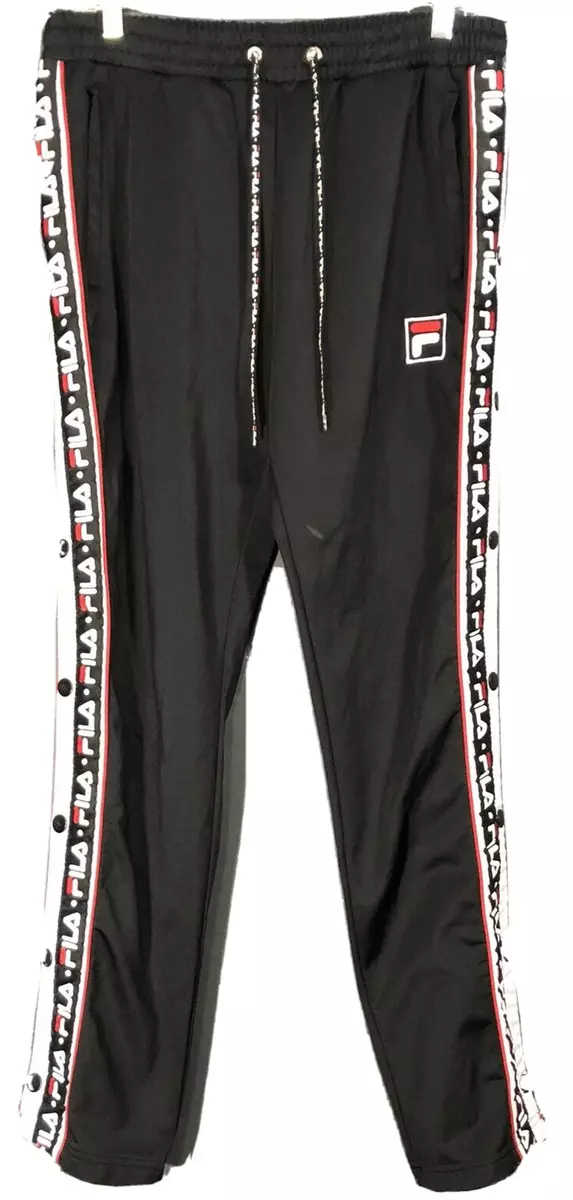 Fila Marzio Size Medium Unisex Track/Sports Pants Side Logo Side Snaps