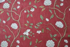 COLEFAX AND FOWLER CURTAIN FABRIC DESIGN "Snow Tree" 1.9 METRES RED 100% LINEN