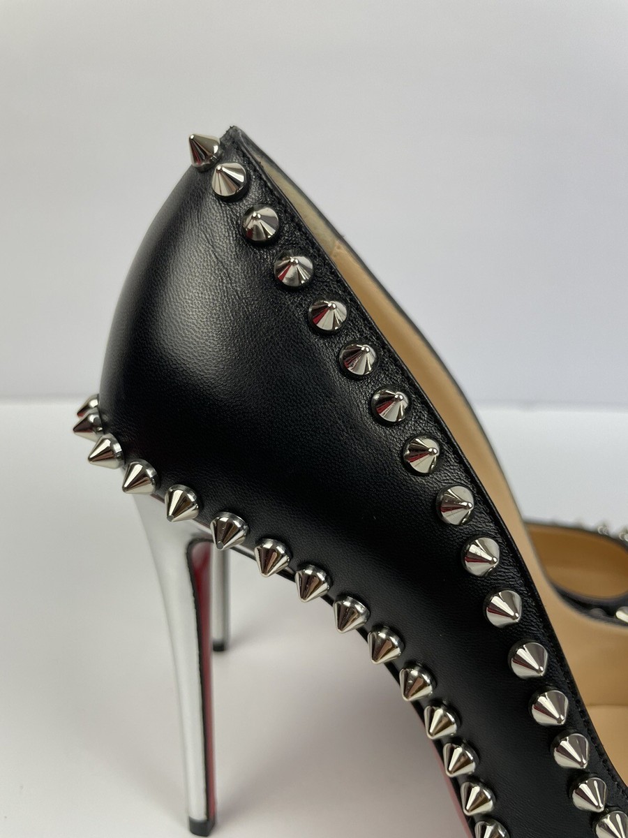 Christian Louboutin Black Leather Studded Spike Heels